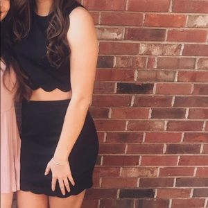 Two piece black skirt and cropped top set